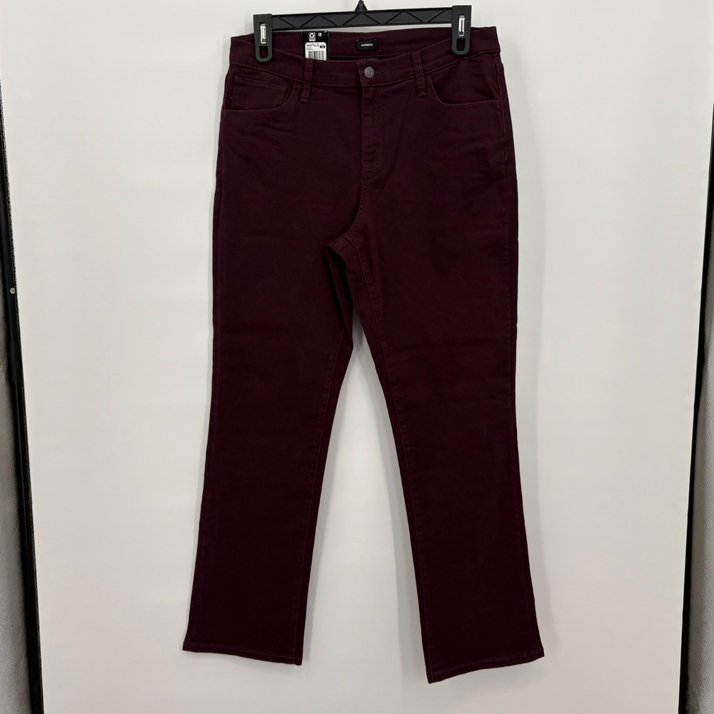 Express Wine Wash Bootcut Pants Womens 16 Mid Rise Burgundy Stretch EX010051 NEW